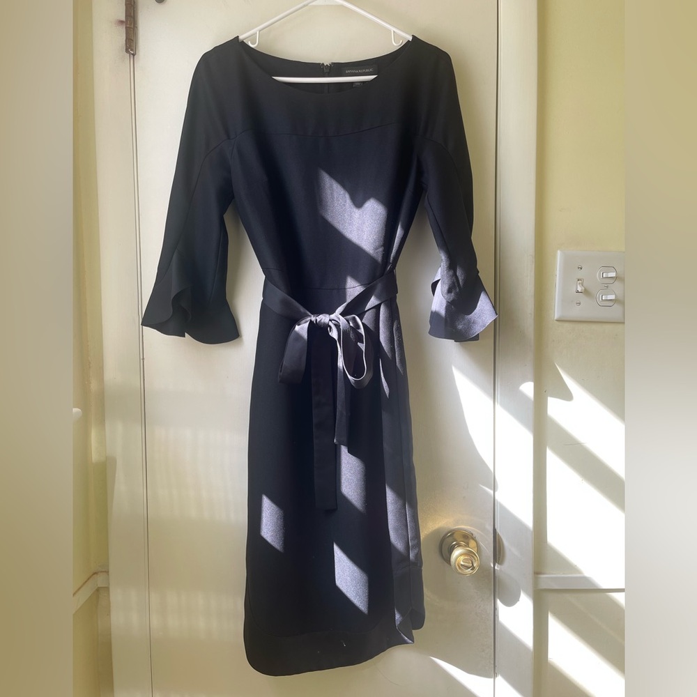 Banana Republic little black fit and flare dress with belt